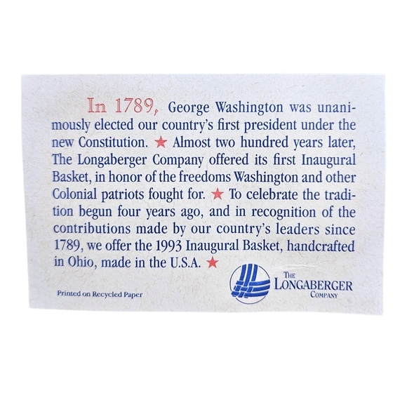 Longaberger 1993 Inaugural Basket Set Signed Red White Blue Americana USA Stars - Picture 10 of 13